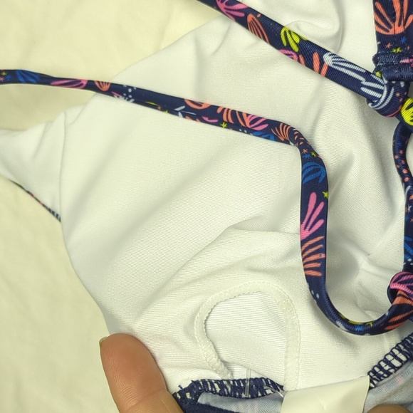 Highcut Lace Up One Piece (Tassel Tie Ends) Navy JellyFish "BirdFeet" Print NWOT - Picture 9 of 9